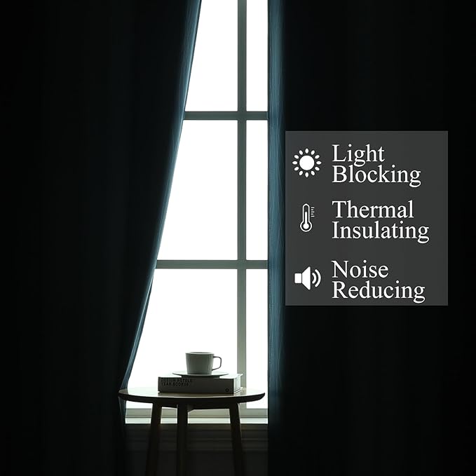 Estelar Textiler Black and Navy Blue Blackout Curtains for Sliding Door, Thermal Insulated Ombre Drapes 108 Inches Long, Full Room Darkening Energy Saving Curtains for Living Room,52Wx108L,2 Panels