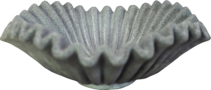 Large Decorative Handmade Bowl Decor , Modern Home Decoration, Fan Shaped Bowl, Ruffle Decor, Stylish Key Bowl for Entry Table, Decorative Fruit Bowl for Kitchen Counter, Artificial Stone Marble Color