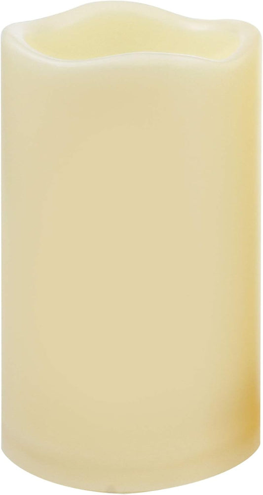 Waterproof Outdoor Battery Operated Flameless LED Pillar Candle with Timer Flickering Plastic Resin Electric Decorative Night Light Lantern Patio Garden Home Decor Party Wedding Decorations D3 xH5