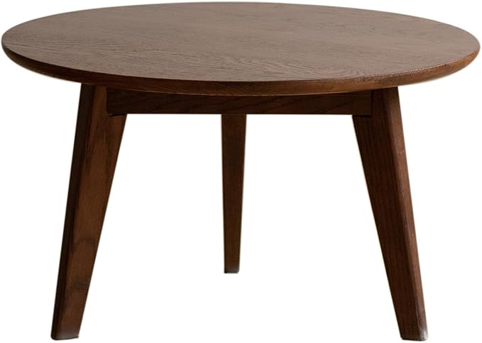 Christopher Knight Home Bede Modern Small Size Low Wooden Coffee Table, Round Top Living Room End Table Accent Furniture, Home Office Writing Desk, Multifunctional Sofa Table, Walnut Brown