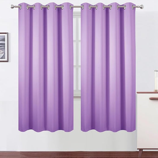 LEMOMO Blackout Curtains 66 x 72 Inch Long Lavender Curtains Set of 2 Panels Room Darkening Curtains for Bedroom and Living Room