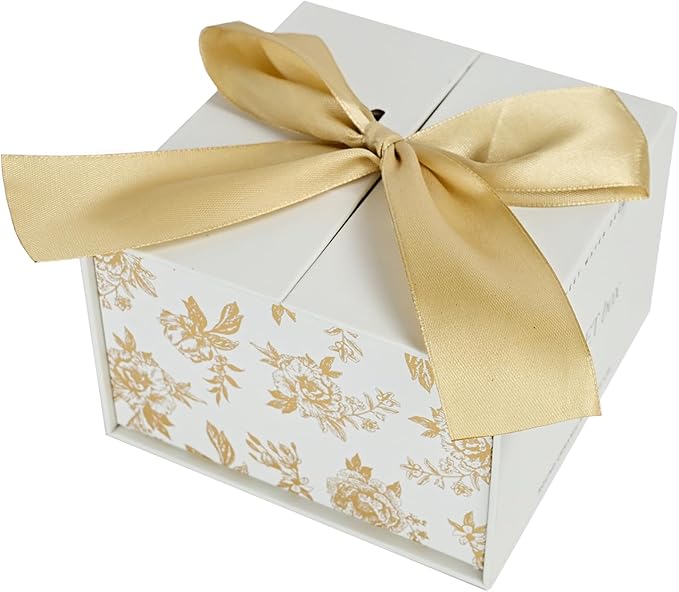 Sweet Water Decor Gold Delft Round Trinket Box, Jewelry Storage for Nightstand, Dresser, or Counter, Small Ring & Keepsake Storage, Elegant Gift for Wedding, Anniversary or Hostess