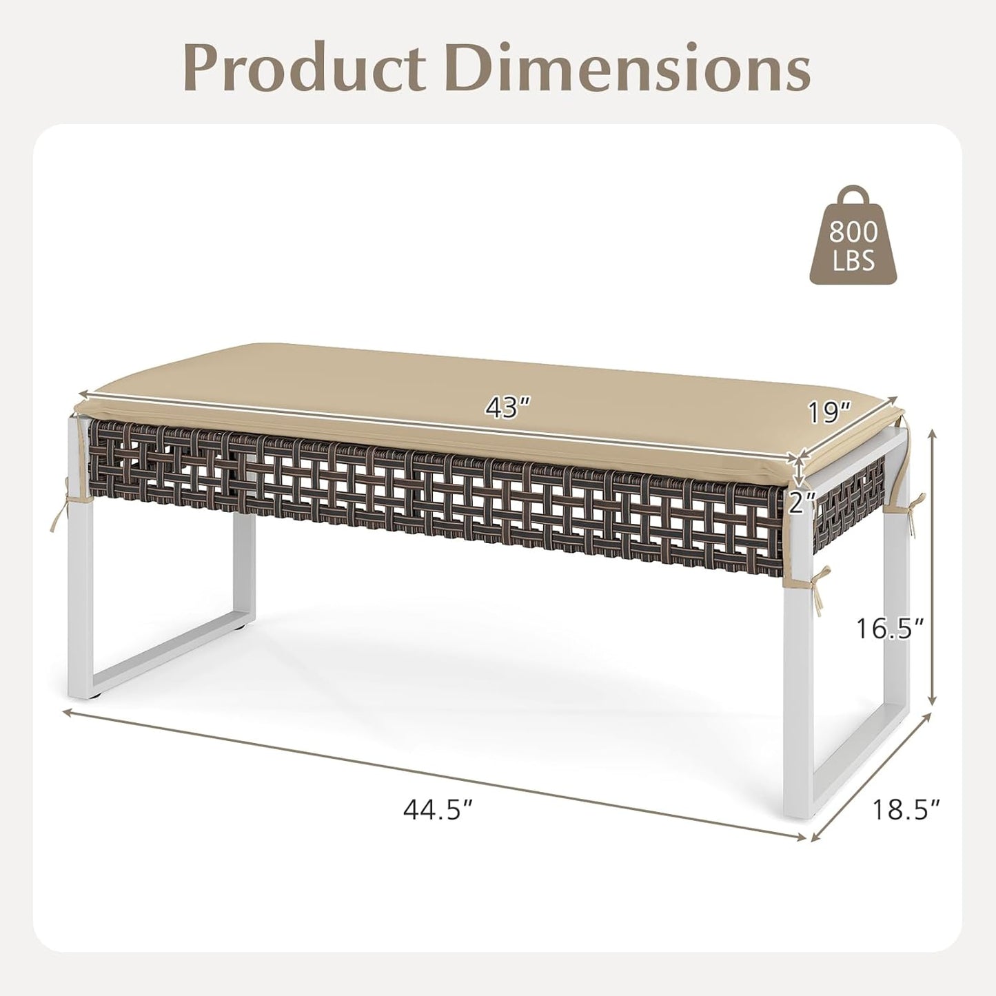 Tangkulka Outdoor Ottoman, Patio Rattan Heavy Duty Wicker Footrest with Soft Cushion & Metal Frame, Extra Seating, for Porch, Backyard, Lawn and Poolside (1)