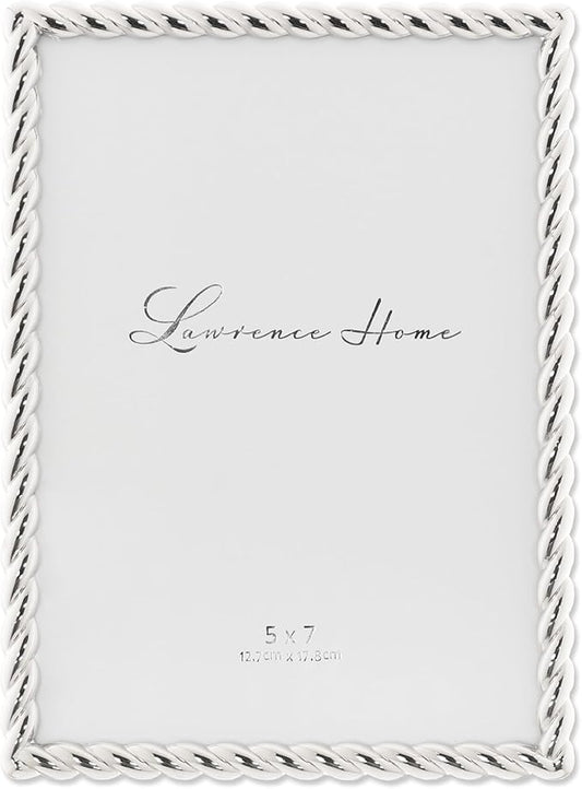 Lawrence Frames Rope Design Metal Frame, 5x7, Silver