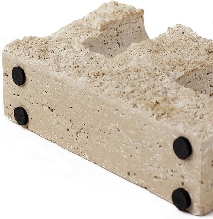 Marble Taper Candle Holder,Travertine Stone Candlestick Holder, Beige,Match Holder