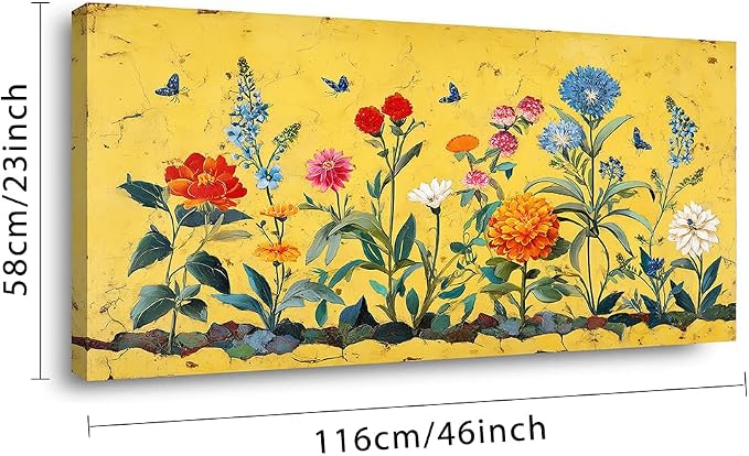 Ggaafet Yellow Flowers Wall Art for Living Room Canvas Oil Painting Prints Beautiful Bright Floral Blooming Garden Art Deco Pretty Artwork Office Bedroom Family Dining Room Decor Large