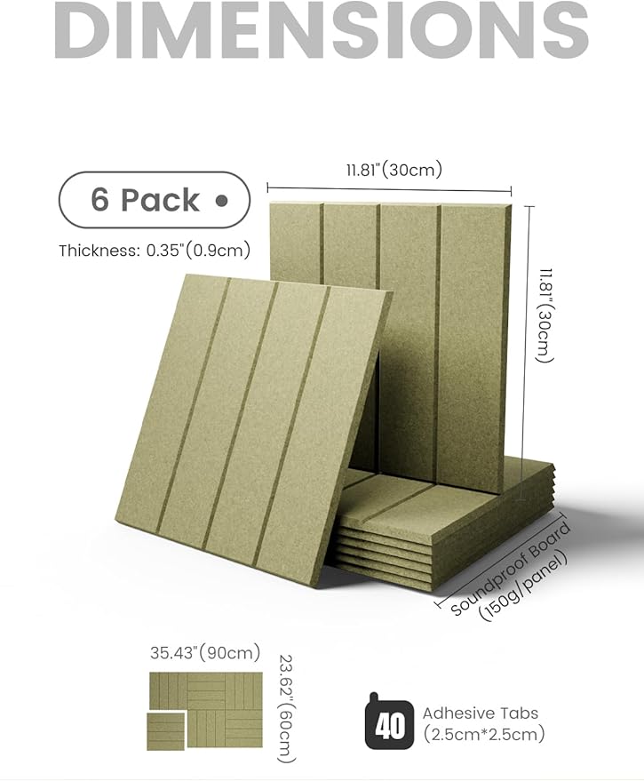 Fluxynara Large Felt Bulletin Board 48" x 36" Cork Board Alternative - 6 Pack with 40 Safe Removable Adhesive Tabs, Cork Boards for Walls Cork Board for Home Office Classroom Pin Board (Olive Green)