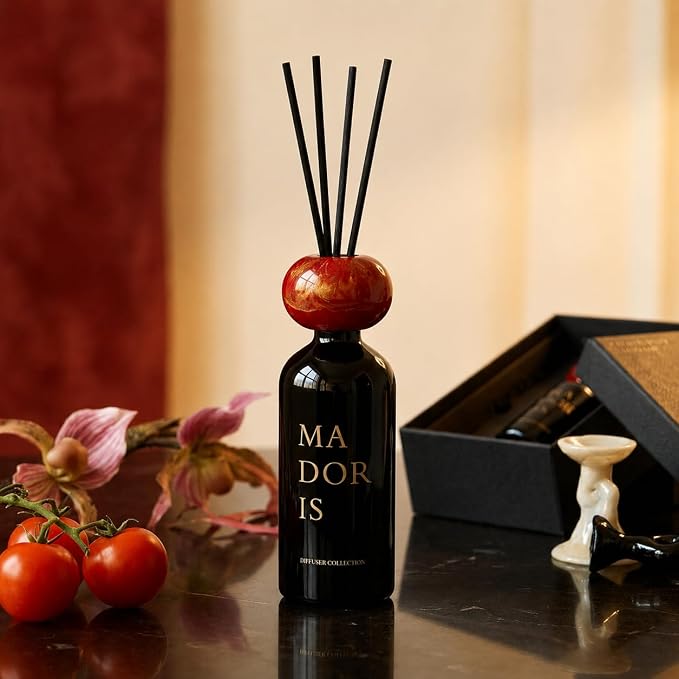 Midnight Kiss Reed Diffuser Gift Set, Floral Amber Home Fragrance