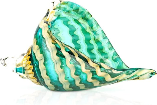 DOVDOV Blown Glass Conch Decorative Sculpture, Modern Glass Art - Conch Shell Decorative Statue, Shell Sculpture for Dining Table, Entryway, Coffee Table, Living Room, Kitchen, Shelf Filler.