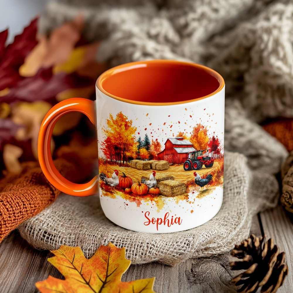 Personalized Fall Farm Coffee Mugs - Farm Lover Mugs Gift for Women Men - Fall Autumn Decor Gifts For Home Farmhouse Thanksgiving - Happy Fall Y'all Mug - 11oz Printed Ceramic Mug