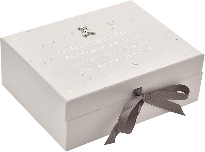Happy Homewares Beautiful Bambino Baby White Keepsake Box with Drawers - Sometimes The Littlest Things - Perfect for Storing Baby's First Tooth or Curl