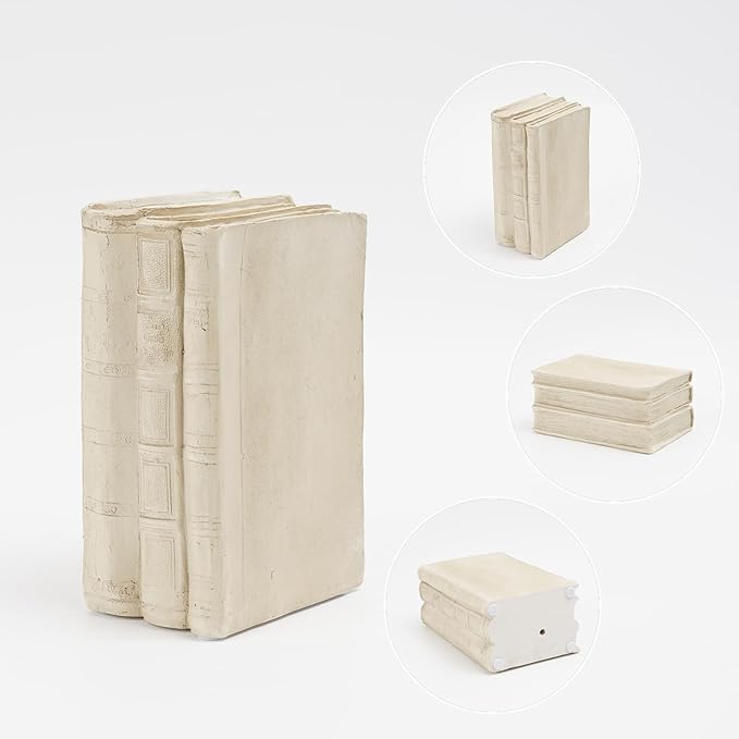 Guichifun Faux Books Living Room Decor - Resin Cute Cream Farmhouse Decor Fake Modern Fashion Decorative Books Set for Office Mantle Shelves Coffee Table Decor 4.2 * 2.7 * 6.2 Inch