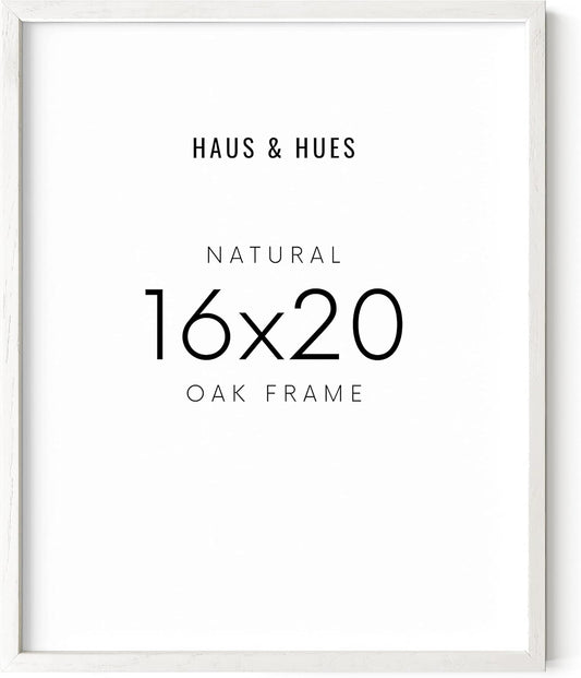 HAUS AND HUES 16x20 White Picture Frame - 16x20 White Frame 16x20, Wooden Picture Frames, White 16x20 Picture Frame White, 16x20 Inch Frame, White Photo Frame (White Oak Frame)