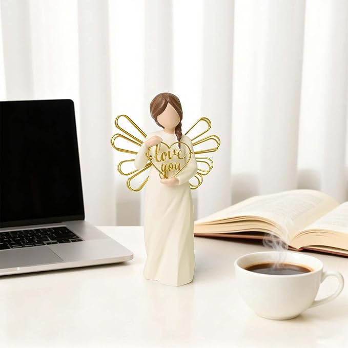 Love You Angel Figurines Gifts, Anniversary for Women, Heartfelt Home Décor Accent, Perfect Sentimental Gift to Girlfriend, Boyfriend, Wife, Husband, Sculpted Hand-Painted Figurine