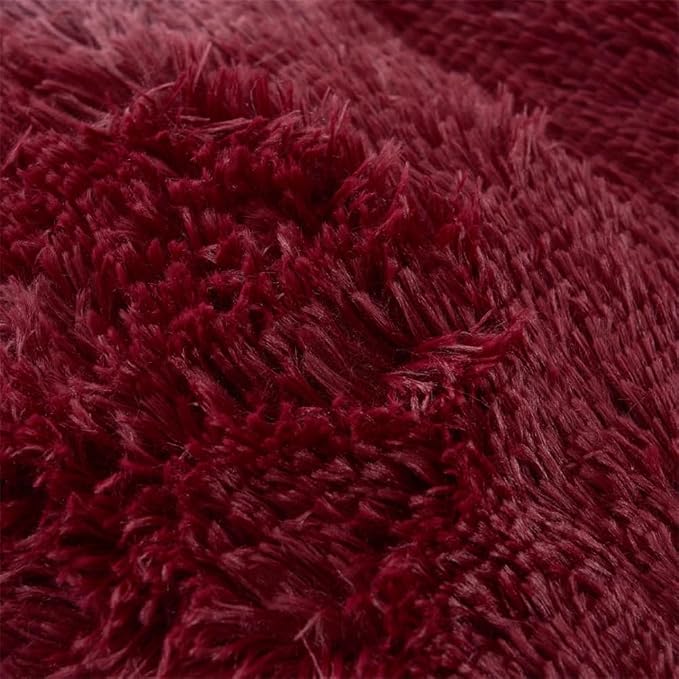chovy Faux Fur Plush Wine Red Comforter Sets Twin/Full Size - Ultra Soft Shaggy Flannel Velvet Fluffy Fuzzy 3PC Bedding Set (Comforter x 1 Pillowcases x 2)