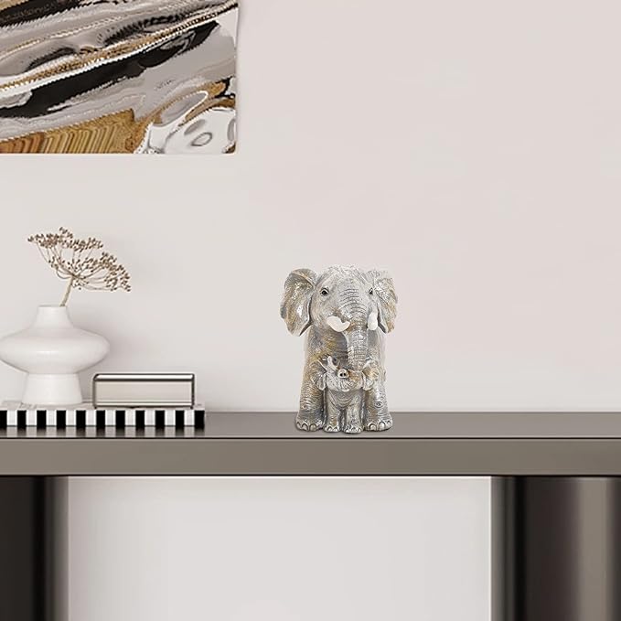 Good Luck Decorations Elephant Gifts for Women,Unique Figurines Decor for The Home, Room,Bathroom,Bedroom,Classroom Shelf Décor (Silver)