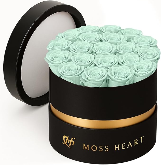 20 Mini Preserved Roses, Round Luxury Gift Box, Real Forever Roses Last 1+ Year, Premium Romantic Gift for Women, Wife, Girlfriend, Mother’s Day, Birthday, Anniversary, Valentine’s Day