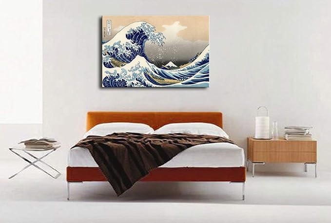 Wieco Art Great Wave of Kanagawa Katsushika Hokusai Extra Large Modern Gallery Wrapped Giclee Canvas Prints Abstract Seascape Sea Artwork Pictures Paintings on Canvas Wall Art for Home Decor XL