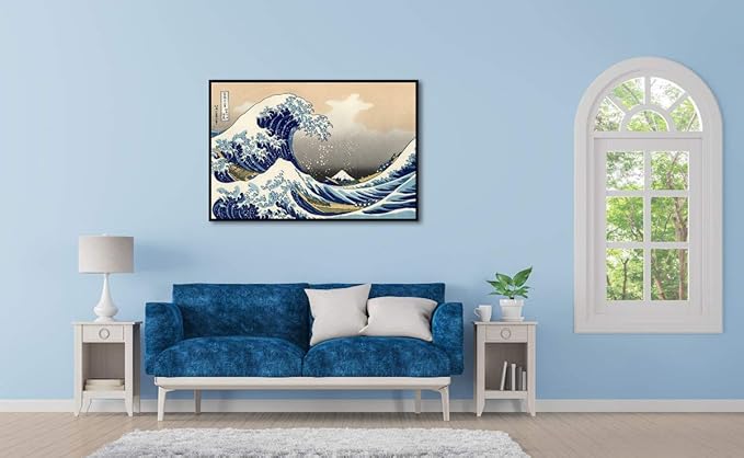 Wieco Art Framed Art Great Wave of Kanagawa Katsushika Hokusai Giclee Canvas Prints Wall Art Abstract Seascape Paintings for Living Room Home Decorations Large Framed Sea Artwork