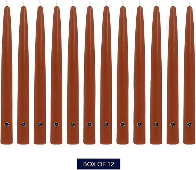 Colonial Candle Unscented Taper Candle, Handipt Collection, Amber, 12 in, Pack of 12 - Up to 10 Hours Burn