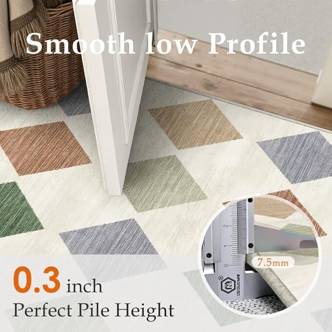 PureCozy 9x12 Checkered Area Rugs for Living Room Machine Washable Modern Soft Large Rug Non-Slip Low Pile Accent Indoor Office Carpet for Bedroom Dining Room Nursery Classroom