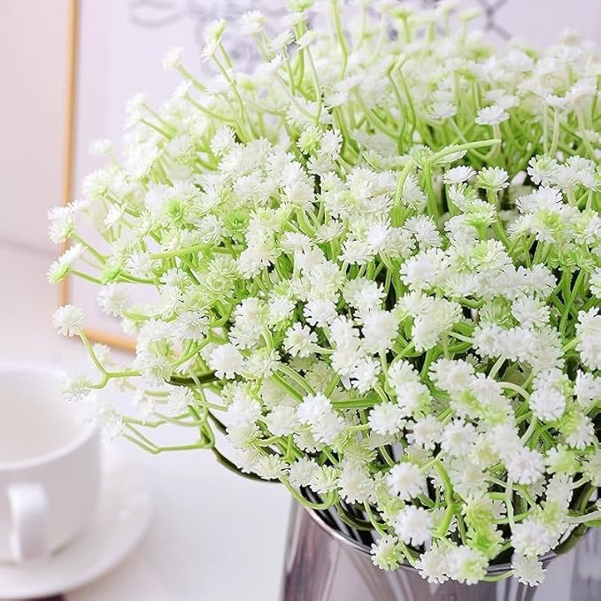 60 Pcs Baby Breath Artificial Flowers Bulk，White Artificial Flowers Artificial Baby Breath Gypsophila Flowers para Decoracion for Wedding Party Home Decoration (60 PCS)