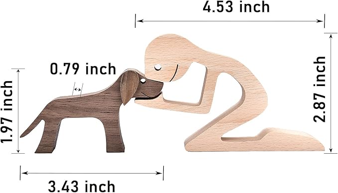 Figurines Home Decor Wooden Sculpture Men and Dog Two Piece Decor Home Gifts
