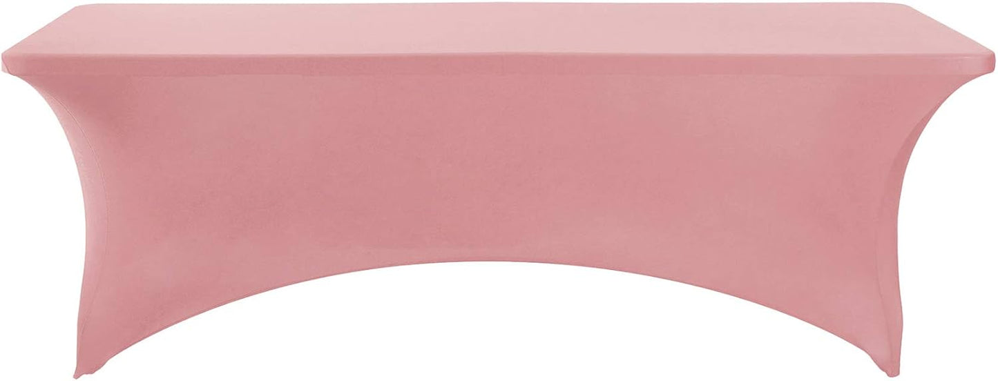 Spandex Table Cover for 8FT or 4ft or 6ft Table Universal Fitted Stretch Tablecloth for Party, Banquet, Wedding and Events-Dusty Pink