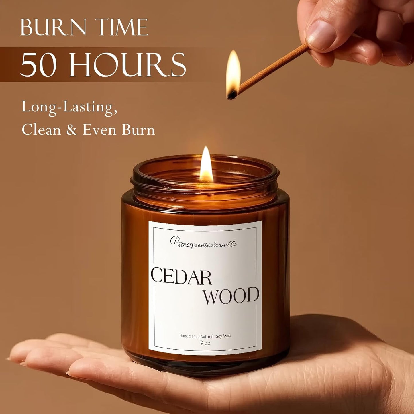 Cedar Wood Candles for Home Scented, Natural Soy Aromatherapy Non Toxic Candles with Long Lasting Fragrance & Clean Burn, Luxury Jar Candle Gifts for Women, Men, Home Decoration 9oz