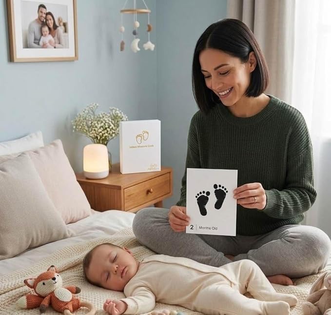 Baby Inkless Milestone Cards Hand Casting Kit Ink Print Hand and Footprint Kit Dog or Cat Pet Paw Print Kit Baby Newborn Footprint Kit Photo Album Keepsake Book Feet Stamp (Single FineGift Set)