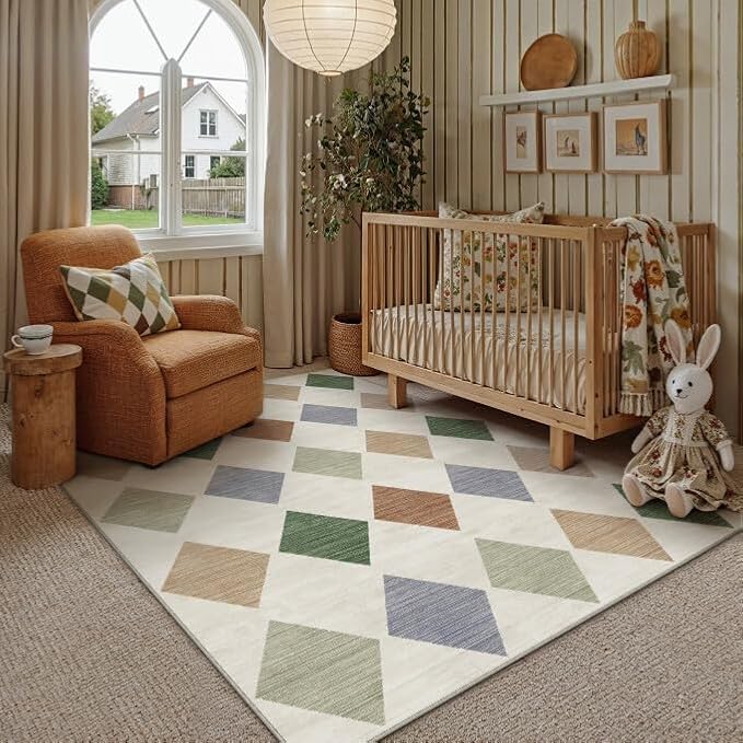 PureCozy Machine Washable Gray 3x5 Area Rugs for Entryway Modern Soft Checkered Indoor Door Mats Non-Slip Stain Resistant Low Pile Accent Small Rug for Bedroom Kitchen Laundry Entrance
