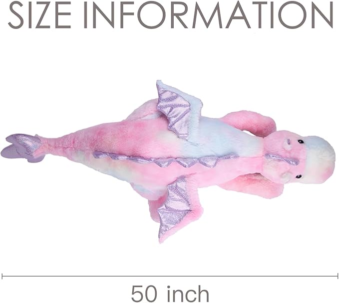 ARELUX Giant 50in 3Lb Big Colorful Pink Dragon Large Stuffed Animals Cute Plush Toy Fuzzy Jumbo Dinosaur Pillow Plushies with Wings Cuddly Soft Pterosaur Plushie for Friends Family Member