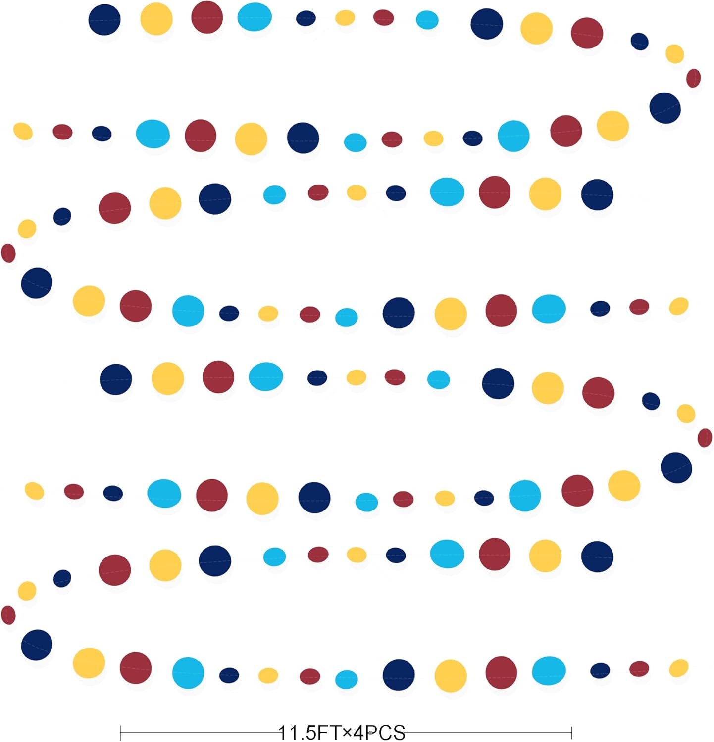 Red Blue Yellow Party Decorations Circle Dots Garland Hanging Paper Polka Dot Streamer for Carnival Circus Clown Fiesta Festivals Birthday Wedding Bridal Shower Wedding Baby Shower Party Supplies