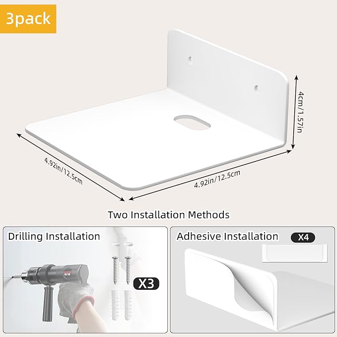 Wisfame Small Piano White Floating Shelves Set of 3, Metal Hanging Shelves for Bathroom, Living Room, Bedroom, 5 Inch Wall Display Shelves for Knickknacks, Display Ledges - Adhesive Installation
