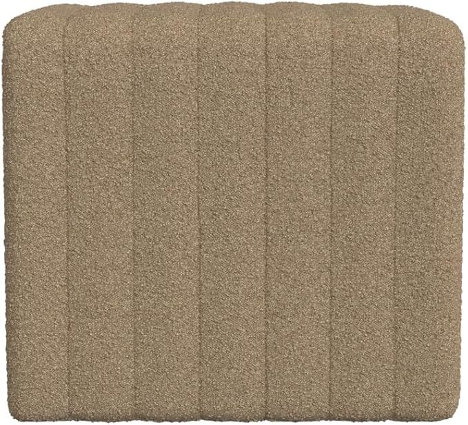 HomePop Modern Channel Tufted Ottoman|Homepop Home Décor|Ottoman for Living Room & Bedroom - Brown Boucle
