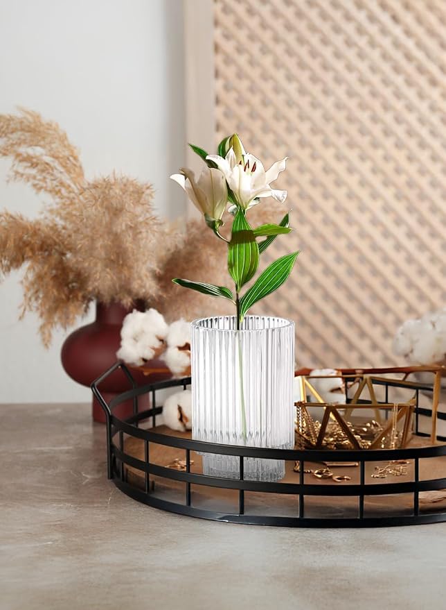 Serene Spaces Living Clear Ribbed Glass Votive Holder, Perfect for Weddings and Home Décor, Measures 5" Tall and 3.5" Diameter