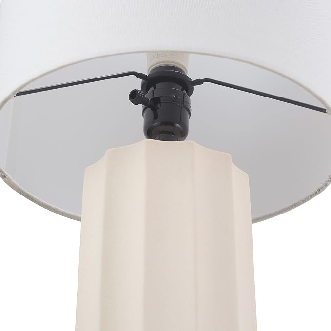 Doris 20" Ribbed Concrete Finish Table Lamp with White Linen Shade
