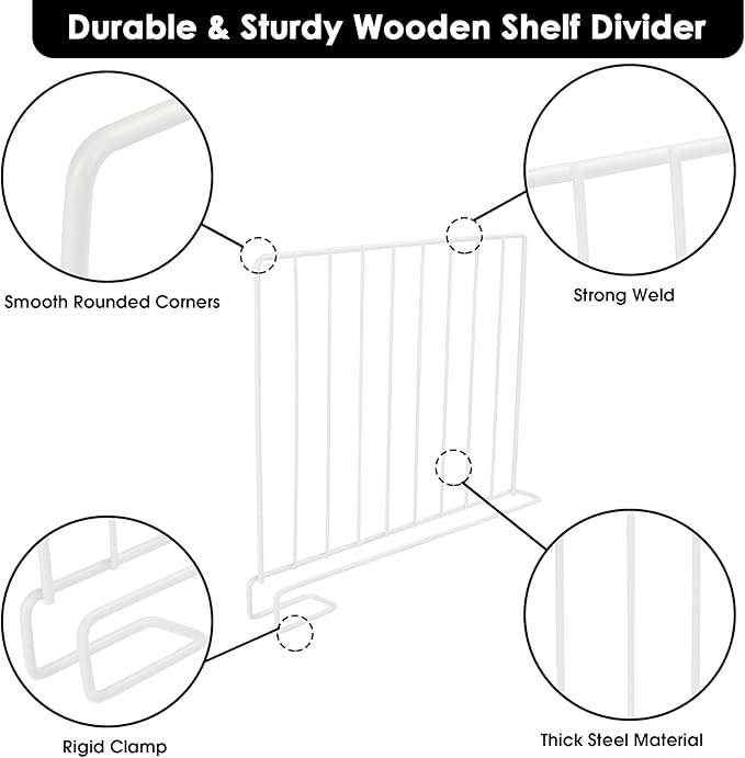Shelf Dividers, 8 Pack Closet Organizers and Storage, Metal Closet Dividers Shelf Organizer for Wood Shelves, Linen Closet Organization Separators for Purse Handbag Sweater Clothes Wardrobe Cabinet