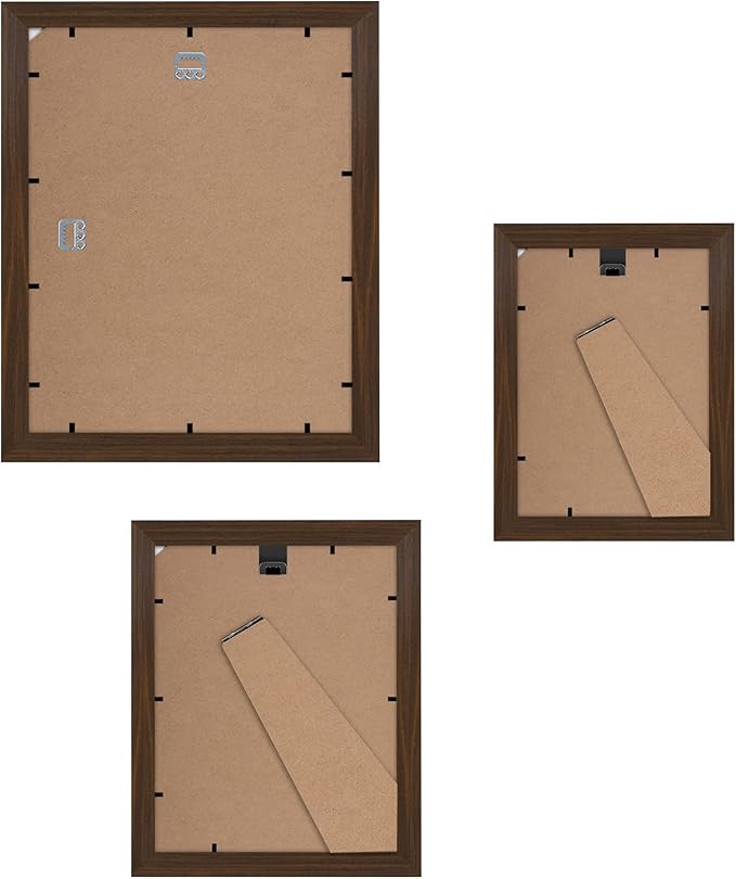Americanflat Set of 7 Picture Frames with Shatter-Resistant Glass - Gallery Wall Frame Set with One 11x14, Two 8x10 and Four 5x7 Frames - Signature Collection - Walnut