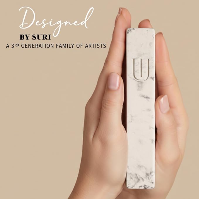 SURI Mezuzah for Door with Scroll – 9 Inch Modern Mezuzah Case with Non Kosher Scroll Included, Fits up to 8” Scroll, Easy Adhesive Installation, Gift Box Included