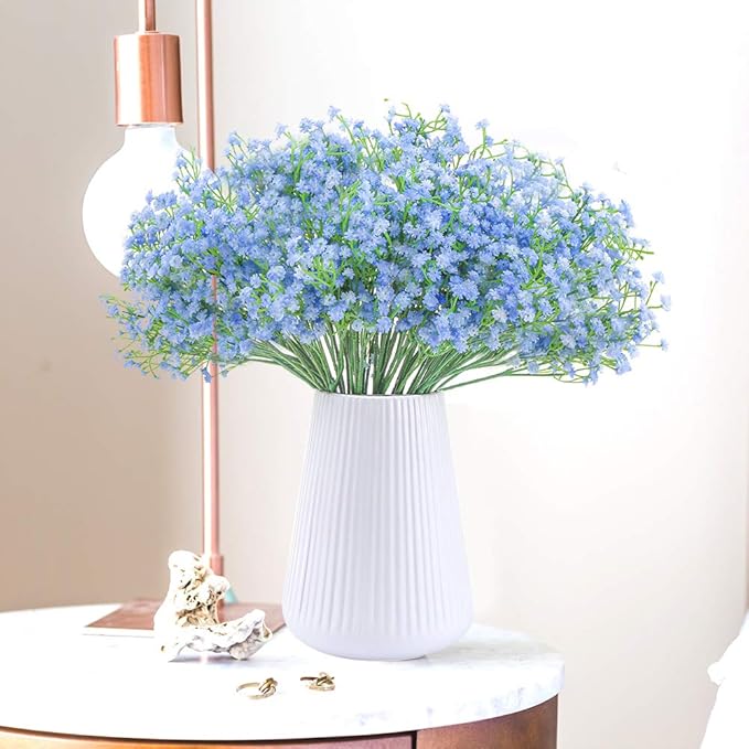 LYLYFAN Babys Breath Artificial Flowers,30 Pcs Gypsophila Faux Flowers for Wedding Party Home Garden Decoration Blue