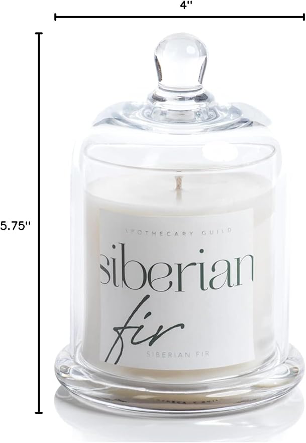 Zodax Apothecary Guild Scented Jar Candle with Glass Cloche - Single-Wick Candle for Home Decor - Makes a Great Gift for Women and Men - Siberian Fir Scent - 10.19 Oz.