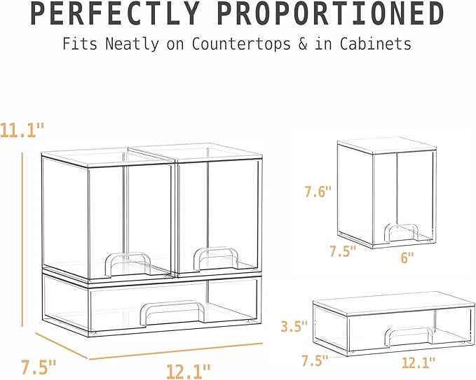 Baby Bottle Organizer, Large Capacity Stackable Acrylic Storage with Non-Slip Pads, for Baby Bottles, Pump Parts, Kitchen Countertop, Pantry, Vanity, 3-Piece