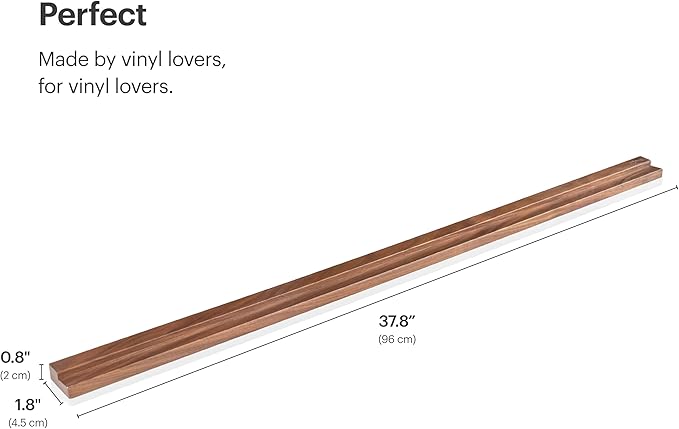 Vinyl Record Shelf - A 3-Feet Long Display Shelf Made of Solid Walnut - A Wall Mount for Your Favorite Records -This Vinyl Record Holder Fits All Records (Walnut)