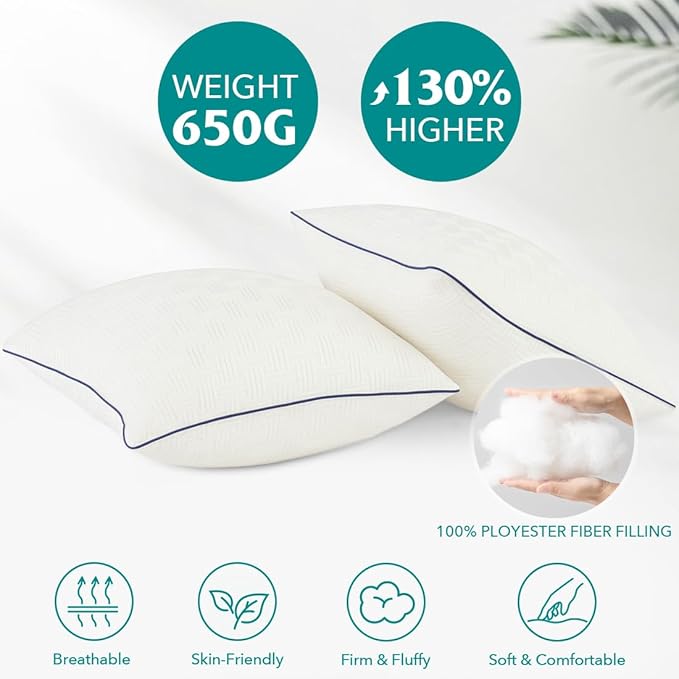 Oubonun 18 x 18 Pillow Inserts Set of 2 - Square Decorative Throw Pillows for Couch Bed Sofa Living Room 100% Polyester Filling Beige 18 Inch Pillows