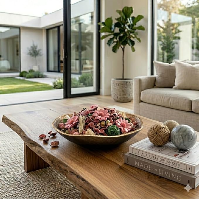 Naturally Potpourri Bag Home Décor | Floral Petals Vase & Bowl Filler Decoration (Hibiscus Pink)