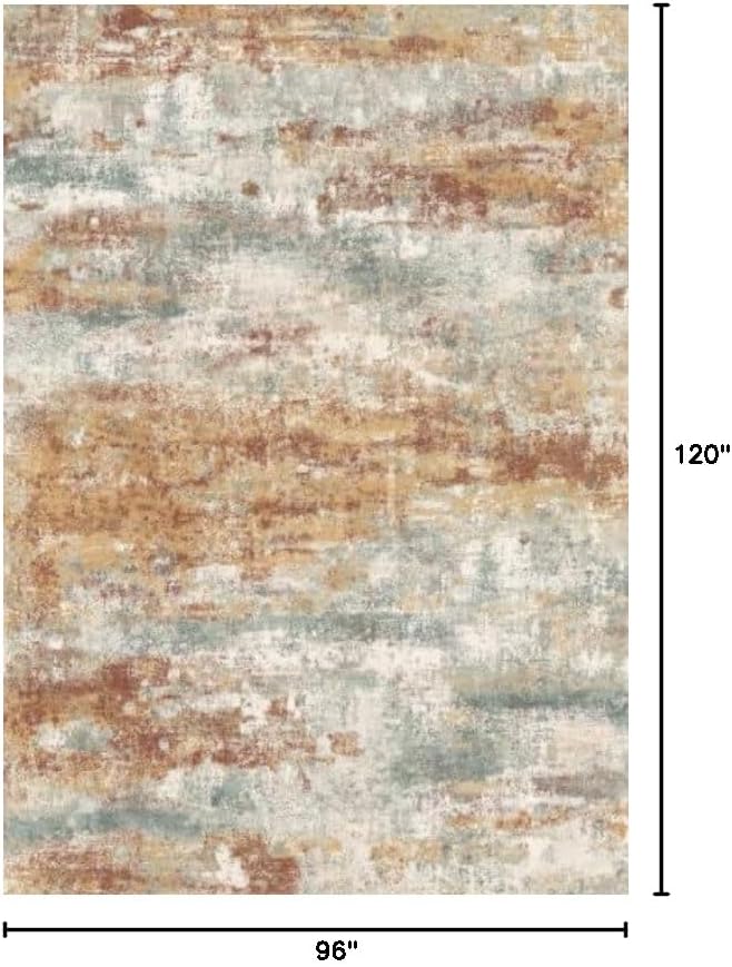 BEIMO Area Rugs 8x10 for Living Room Bedroom, Modern Abstract Machine Washable Rug, Large Soft Low Pile Floor Cover with Non Slip Backing for Dining Room, Orange Green