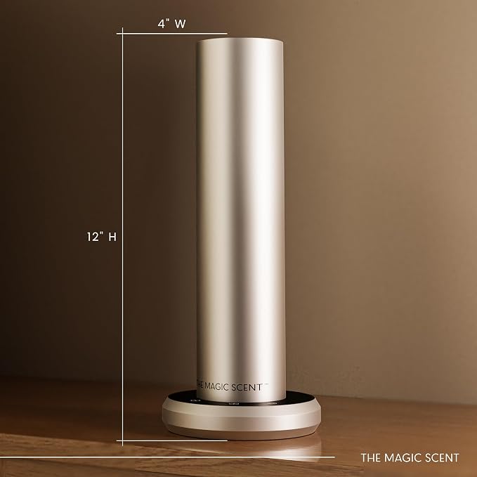 The Magic Scent Bluetooth Diffuser - Smart Ultra-Quiet Cold-Air Waterless Scent Diffuser for Home, Hotel, & Office - Programmable Intensity & Timer - Premium Aroma Oil Included (Silver)