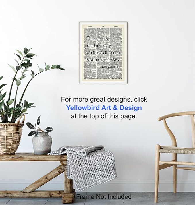 Edgar Allan Poe Gothic Art LARGE 11x14 - Retro Goth Wall Decor for Home, Office, Living Room, Bedroom, Bathroom - Famous Quotes Typography Wall Art for Poetry Fans, Vintage Horror Fans - Unframed