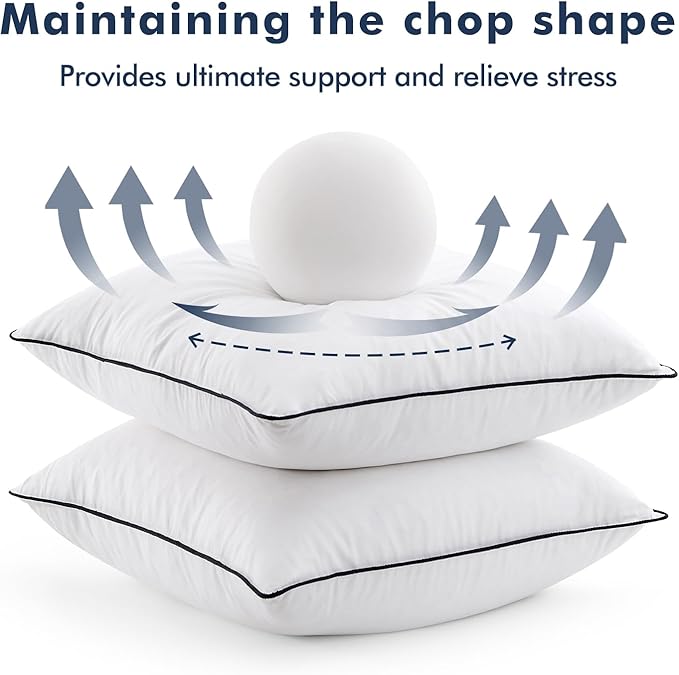 MIULEE Goose Feather Down 28x28 Euro Pillow Insert Set of 2 with 100% Down-Proof Cotton Cover, Soft Fluffy Decorative Pillow for Sofa Bed Couch Living Room White